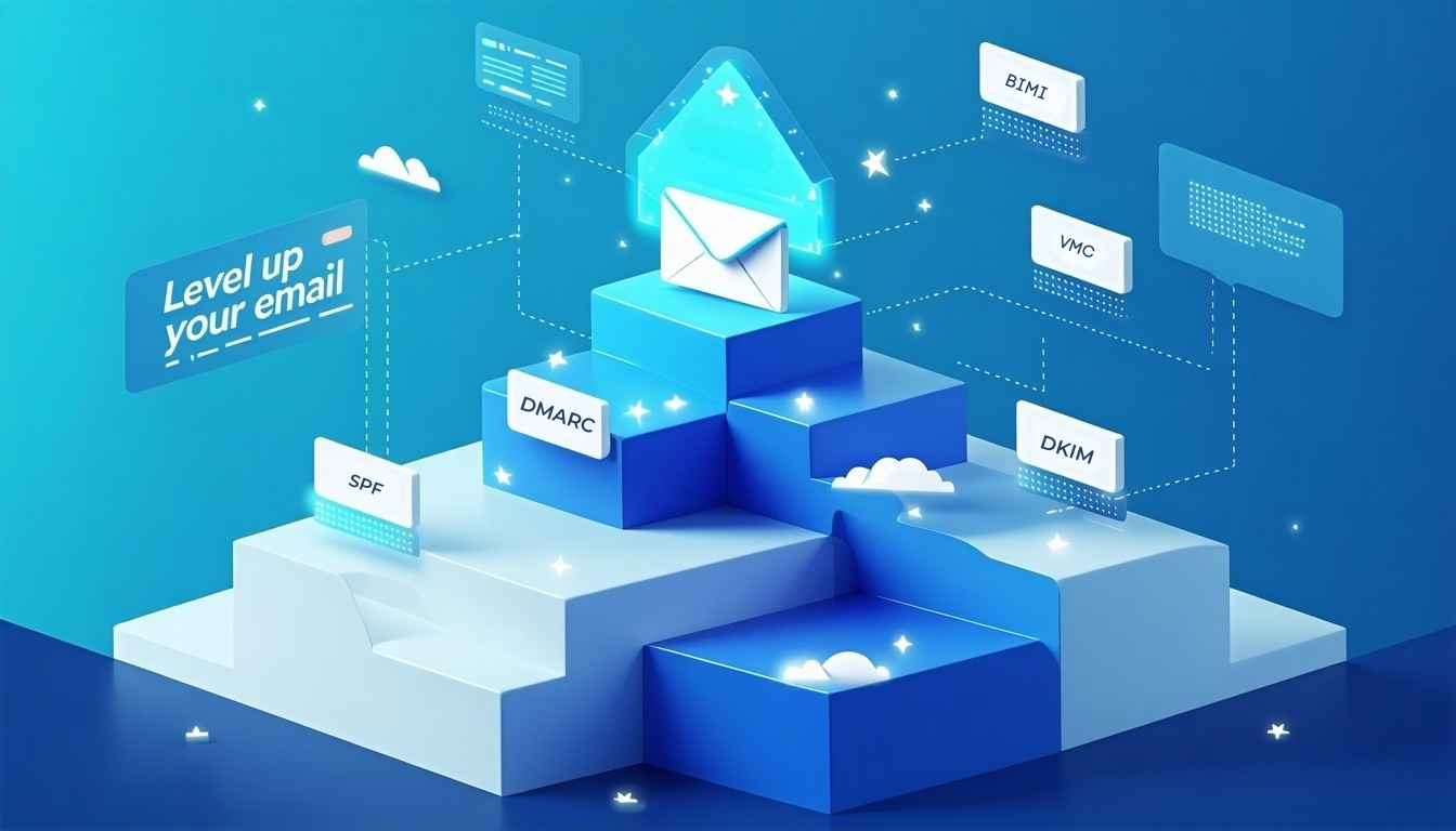 Ryšys SPF DKIM DMARC VMC BIMI