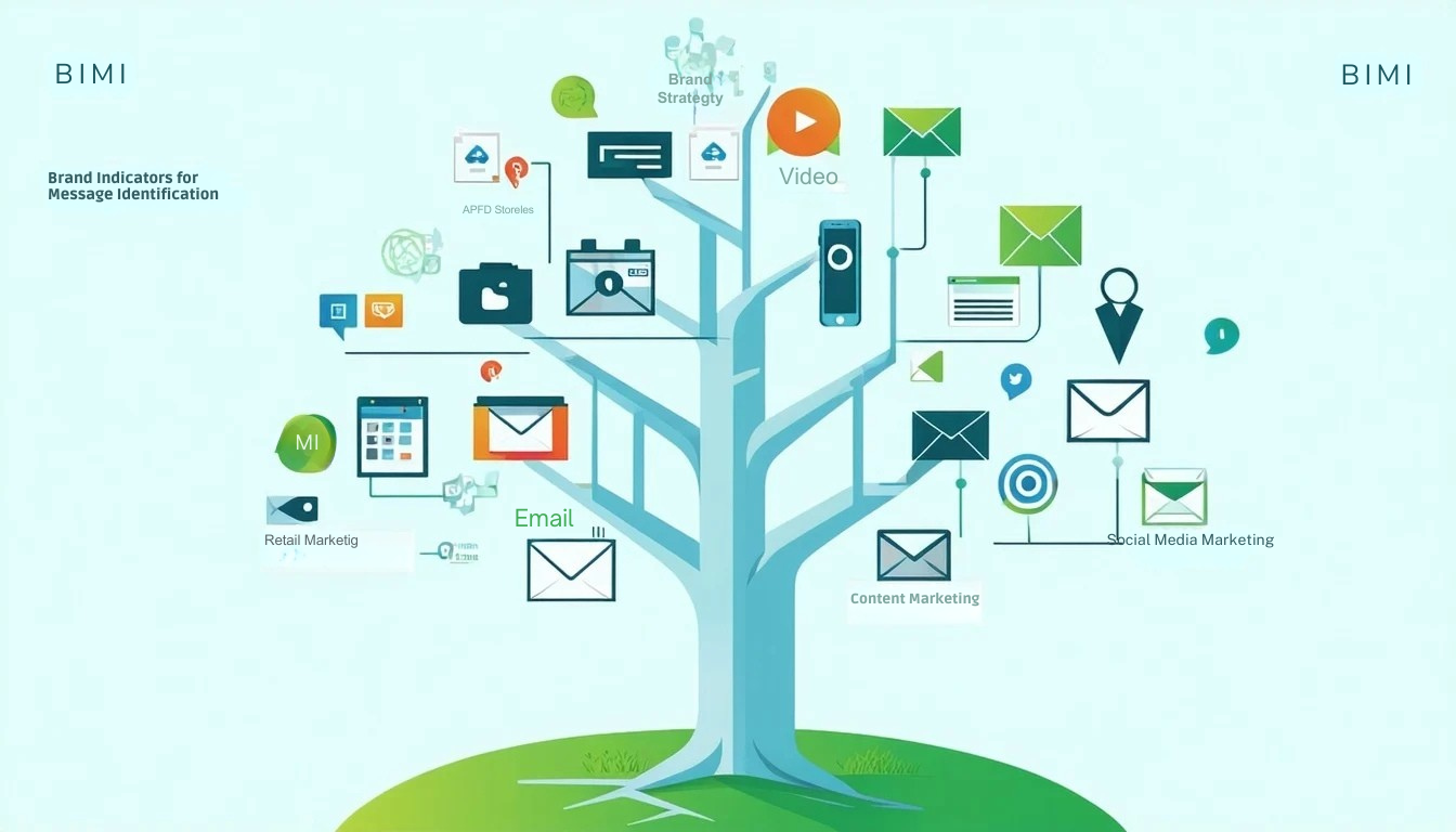 BIMI, arba prekės ženklo rodikliai pranešimams identifikuoti, yra rinkodaros strategijos medžio pagrindas, suteikiantis tvirtą pagrindą prekės ženklo atpažinimui ir pasitikėjimui skaitmeniniais ryšiais.